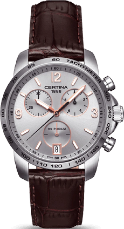 Certina,DS Podium 40mm,40mm,Stainless Steel,Silver,Quartz,Chronograph,Day,C001,C001.417.16.037.01