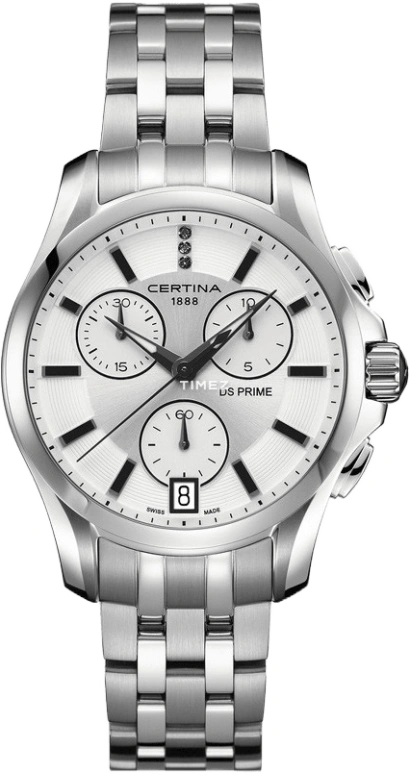 Certina,DS Prime 39mm,39mm,Stainless Steel,Silver,Quartz,Chronograph,Day,C004,C004.217.11.036.00