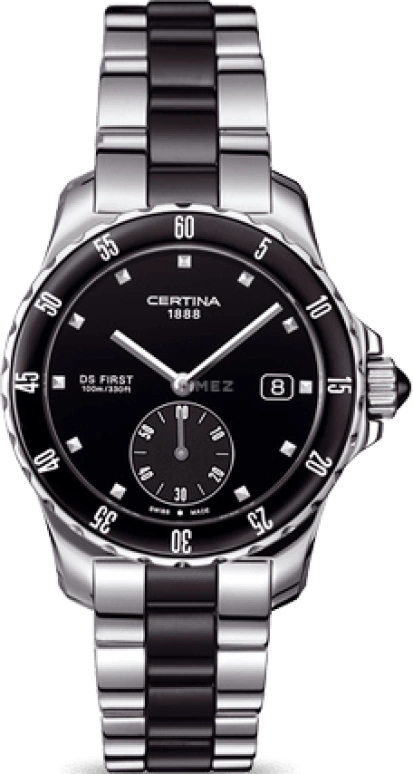 Certina,DS First 34.80mm,34.80mm,Stainless Steel,Black,Quartz,Day,26280hours,C014,C014.235.11.051.01