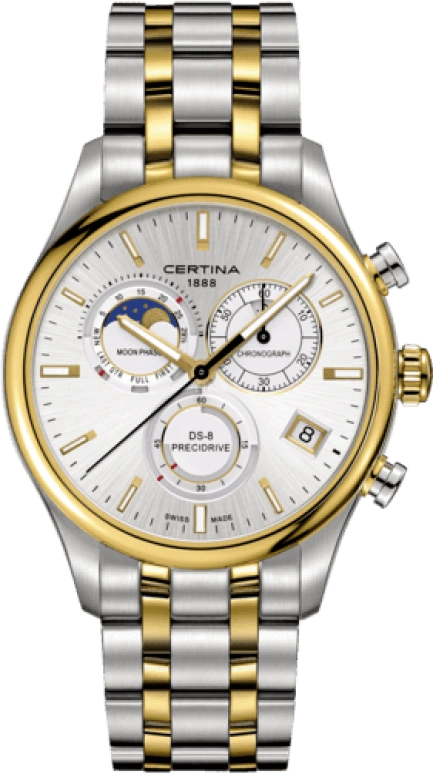 Certina,DS-8 41mm,41mm,Stainless Steel,Silver,Quartz,Chronograph,Moonphase,Date,Rattrapante,27400hours,Sapphire,C033,C033.450.22.031.00