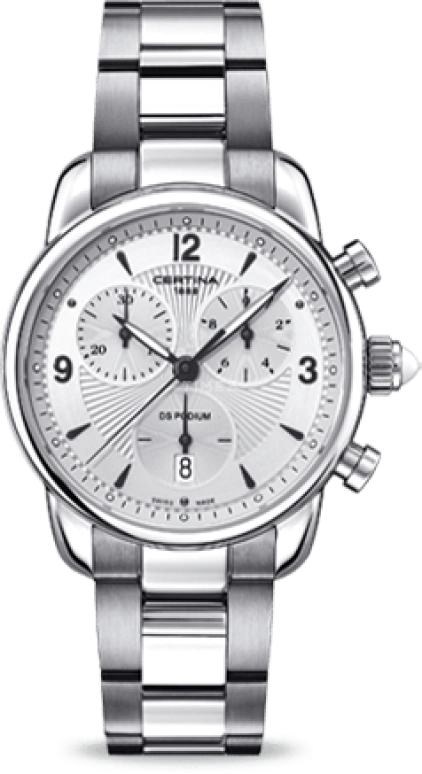 Certina,DS Podium 34.50mm,34.50mm,Stainless Steel,Silver,Quartz,Chronograph,Date,C025,C025.217.11.017.00