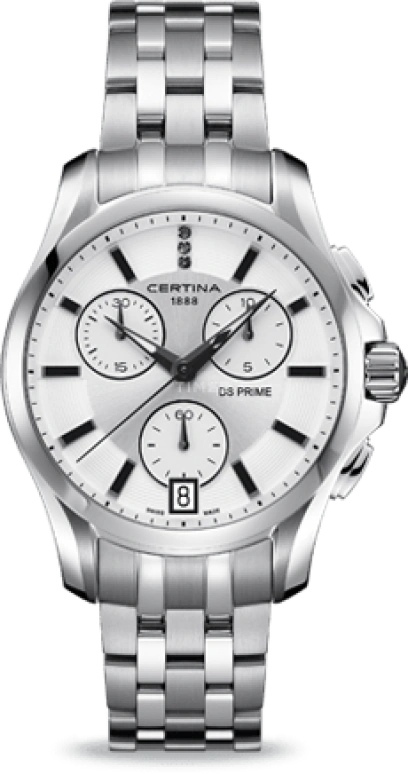 Certina,DS Prime 39mm,39mm,Stainless Steel,Silver,Quartz,Chronograph,Day,C004,C004.217.11.036.00