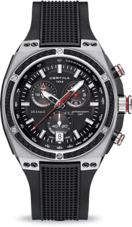 Certina,DS Eagle 46mm,46mm,Stainless Steel,Black,Quartz,Chronograph,Date,Rattrapante,C023,C023.739.27.051.00