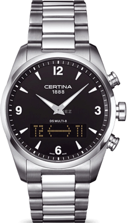 Certina,DS Multi-8 42mm,42mm,Stainless Steel,Black,Quartz,Chronograph,Day,Dule Time,C020,C020.419.11.057.00