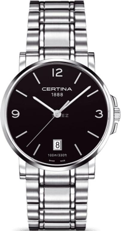 Certina,DS Caimano 38mm,38mm,Stainless Steel,Black,Quartz,Day,26280hours,C017,C017.410.11.057.00