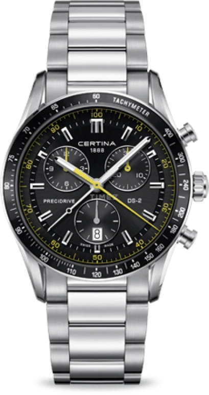 Certina,DS-2 41mm,41mm,Stainless Steel,Black,Quartz,Chronograph,Day,C024,C024.447.11.051.01