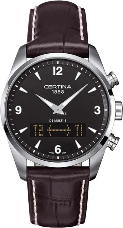 Certina,DS Multi-8 42mm,42mm,Stainless Steel,Black,Quartz,Chronograph,Day,Dule Time,C020,C020.419.16.057.00