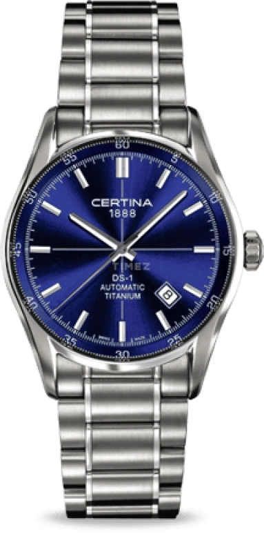 Certina,DS-1 39mm,39mm,Titanium,Blue,Automatic,Day,42hours,C006,C006.407.44.041.00