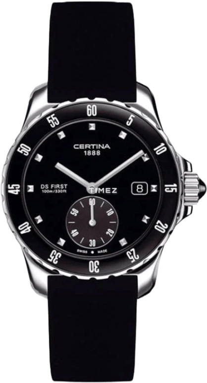 Certina,DS First 34.80mm,34.80mm,Stainless Steel,Black,Quartz,Day,26280hours,C014,C014.235.17.051.00