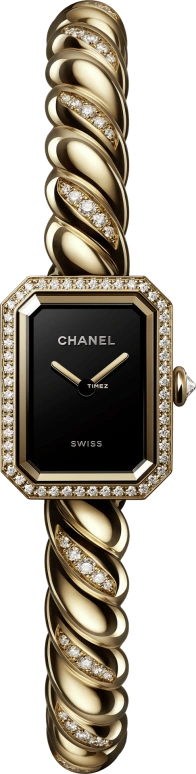 香奈儿,Première 19.70x15.20毫米,19.70x15.20毫米,黄金,黑色,石英,蓝宝石,长方形,H11049