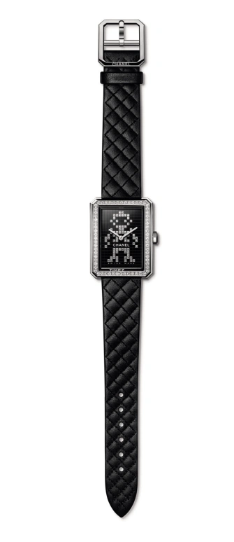 CHANEL,BOY·FRIEND 34.60x26.70mm,34.60x26.70mm,Stainless Steel,Black,Quartz,Sapphire,Crystal Glass,Silver,H7029