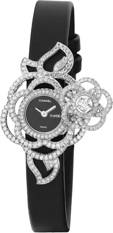 CHANEL,Jewelry Timepieces ,White Gold,Black,Quartz,Sapphire,Crystal Glass,Silver,J3755