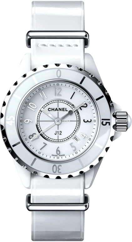 CHANEL,J12 33mm,33mm,Stainless Steel,Ceramic,White,Sapphire,Crystal Glass,H4656