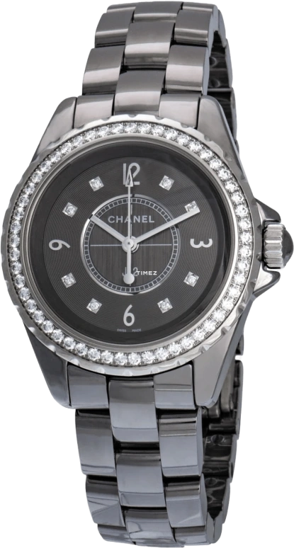 CHANEL,J12 33mm,33mm,Ceramic,Black,Quartz,Sapphire,Crystal Glass,Round,H2565