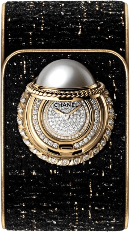 CHANEL,Mademoiselle Privé 25mm,25mm,Yellow Gold,Silver White,Quartz,Round,Gold,H6464