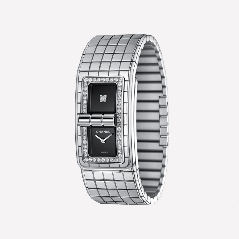 CHANEL,Code Coco 38.10x21.50mm,38.10x21.50mm,Stainless Steel,Black,Sapphire,Crystal Glass,Rectangular,H5145