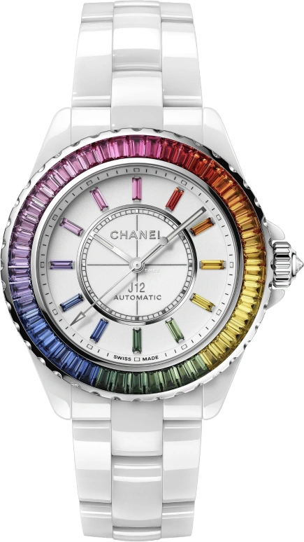 CHANEL,J12 38mm,38mm,Sapphire,White Gold,Ceramic,Gradient,White,Automatic,70hours,In-house Caliber,H6827