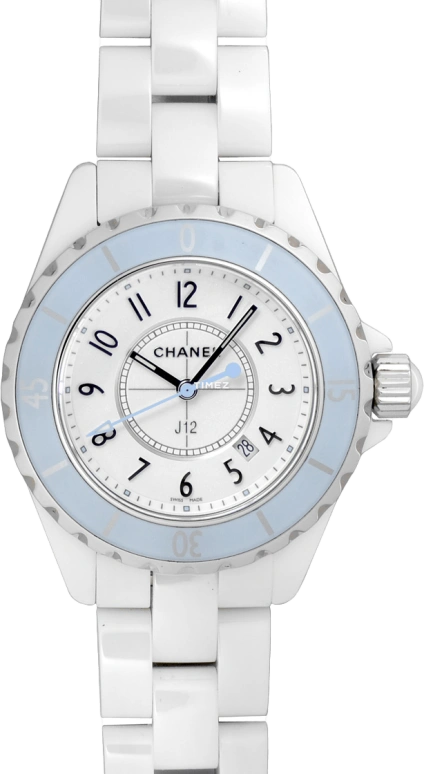 CHANEL,J12 33mm,33mm,Stainless Steel,Ceramic,White,Automatic,Sapphire,Crystal Glass,H4340