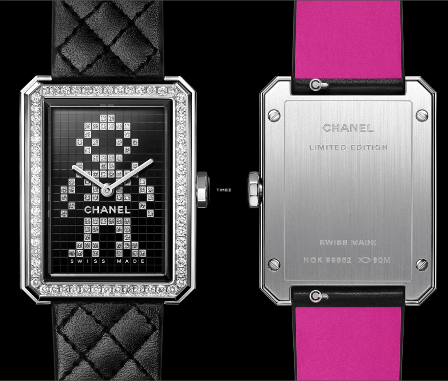 CHANEL,BOY·FRIEND 34.60x26.70mm,34.60x26.70mm,Stainless Steel,Black,Quartz,Sapphire,Crystal Glass,Silver,H7029