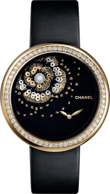 CHANEL,Mademoiselle Privé 37.50mm,37.50mm,Yellow Gold,Sapphire,Crystal Glass,Diamonds,H3822