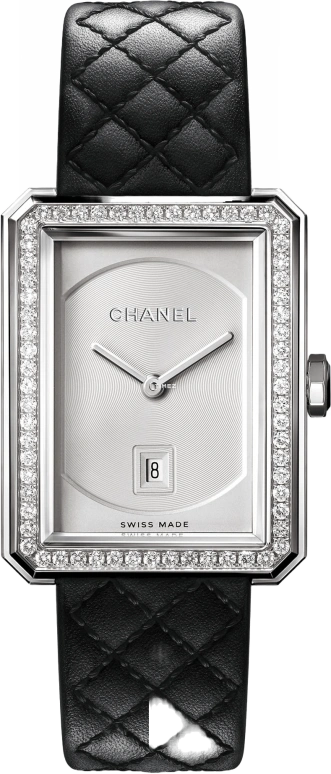 CHANEL,BOY·FRIEND 34.60x26.70mm,34.60x26.70mm,White Gold,White,Sapphire,Crystal Glass,Setting,Diamonds,H6677