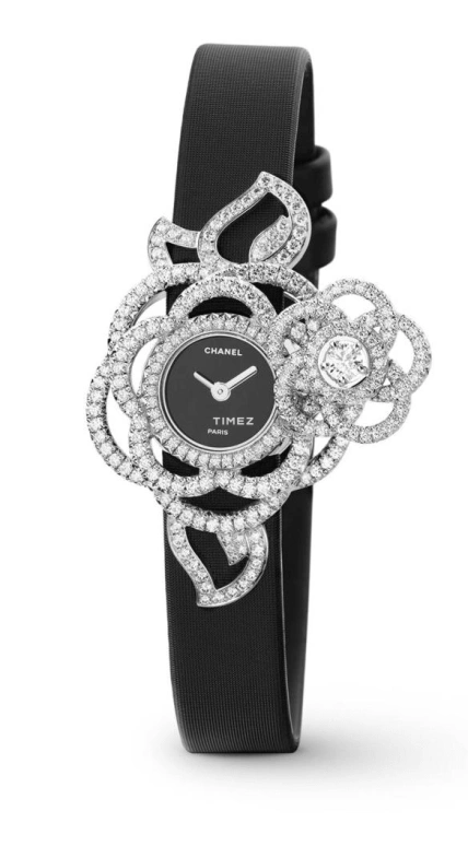 CHANEL,Jewelry Timepieces ,White Gold,Black,Quartz,Sapphire,Crystal Glass,Silver,J3755