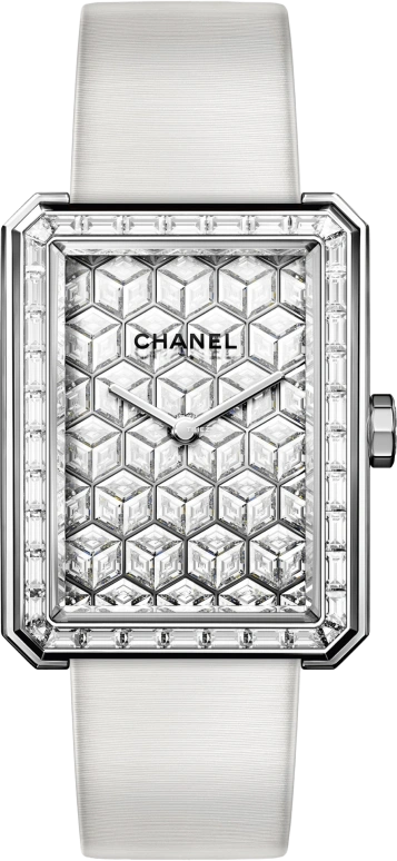 CHANEL,BOY·FRIEND 28.60x37mm,28.60x37mm,White Gold,Silver,Sapphire,Crystal Glass,Setting,Diamonds,H4892