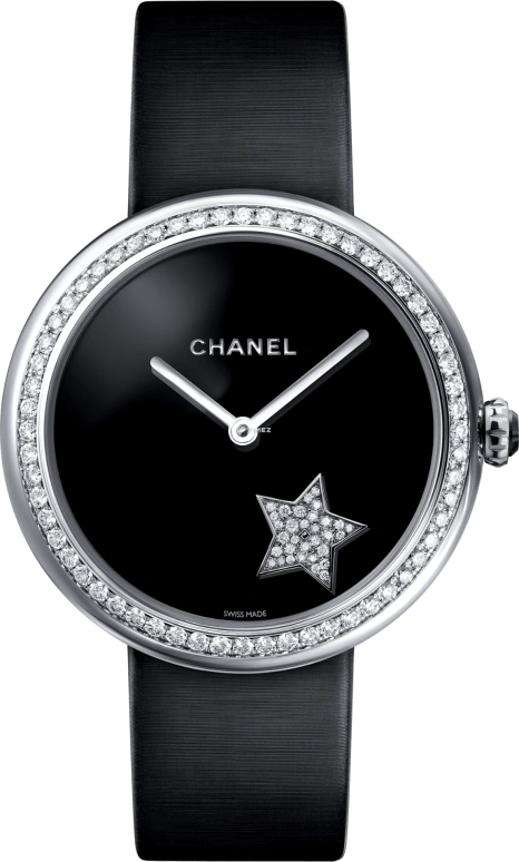 CHANEL,Mademoiselle Privé 37.50mm,37.50mm,White Gold,Black,Sapphire,Crystal Glass,Setting,Diamonds,H2928