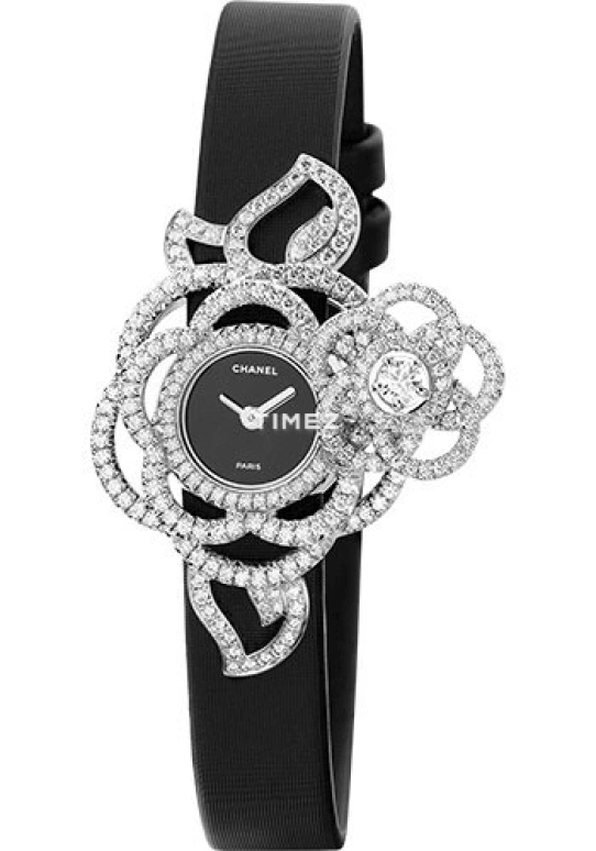 CHANEL,Jewelry Timepieces ,White Gold,Black,Quartz,Sapphire,Crystal Glass,Silver,J3755