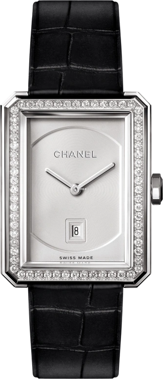 CHANEL,BOY·FRIEND 26.70x34.60mm,26.70x34.60mm,White Gold,Silver White,Quartz,Day,Sapphire,Crystal Glass,H4470