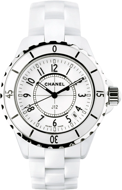 CHANEL,J12 33mm,33mm,Ceramic,White,Sapphire,Crystal Glass,Closed,H0968