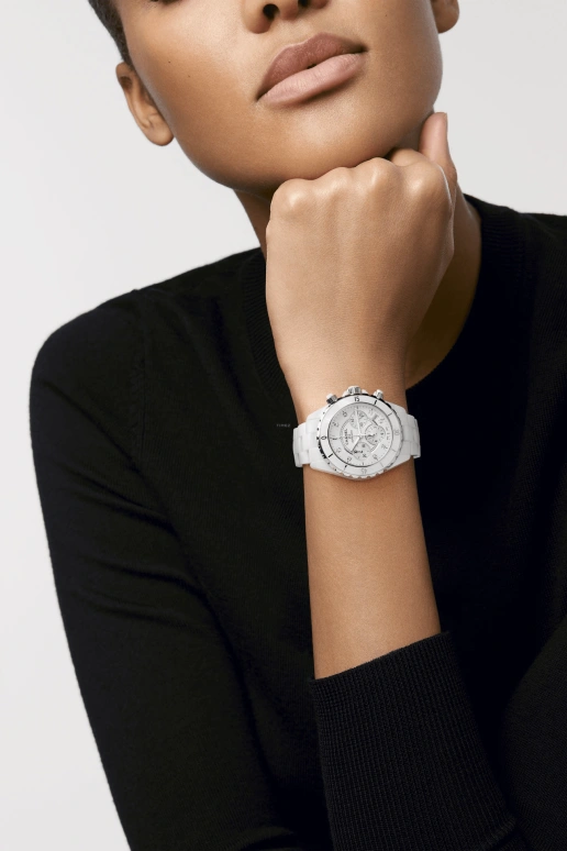CHANEL,J12 41mm,41mm,Ceramic,White,Sapphire,Crystal Glass,Round,H2009