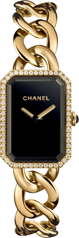 CHANEL,Première 20x28mm,20x28mm,Yellow Gold,Black,Sapphire,Crystal Glass,H3259