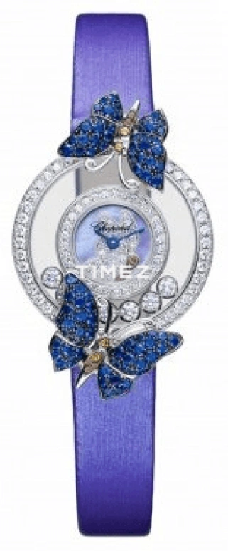 萧邦,Happy Diamonds 25.80毫米,25.80毫米,白金,银色,紫色,石英,蓝宝石,圆形,204423,204423-1001