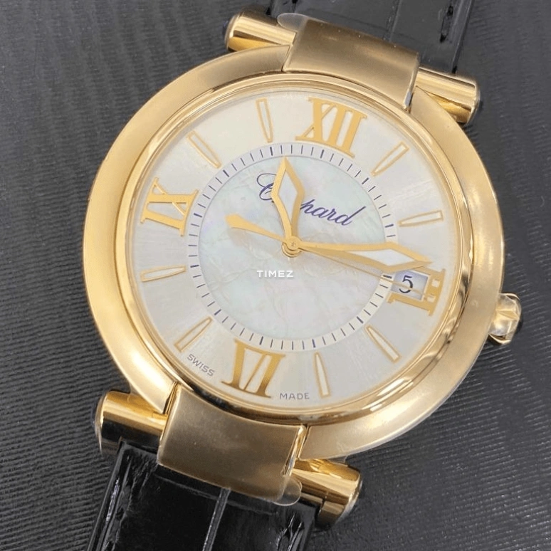 萧邦,IMPERIALE 40毫米,40毫米,黄金,银色,白色,自动上弦,日历,蓝宝石,384241,384241-0001