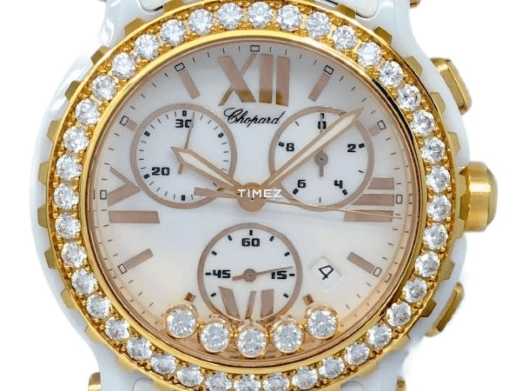 萧邦,Happy Diamonds 42毫米,42毫米,玫瑰金,陶瓷,白色,石英,计时,日历,288515,288515-9002
