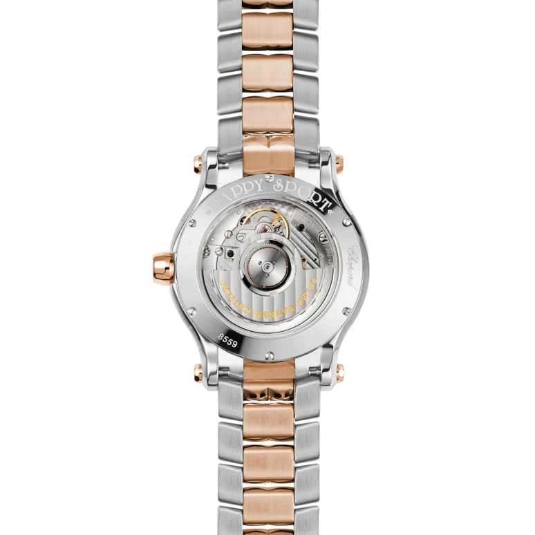 Chopard,Happy Sport 36mm,36mm,Stainless Steel,Rose Gold,Silver,Automatic,Day,38hours,278559,278559-6004