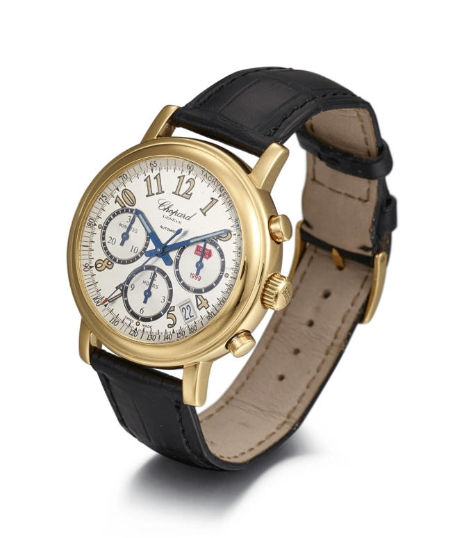 萧邦,Mille Miglia 39毫米,39毫米,黄金,白色,自动上弦,计时,日历,16,16/1250-99-white