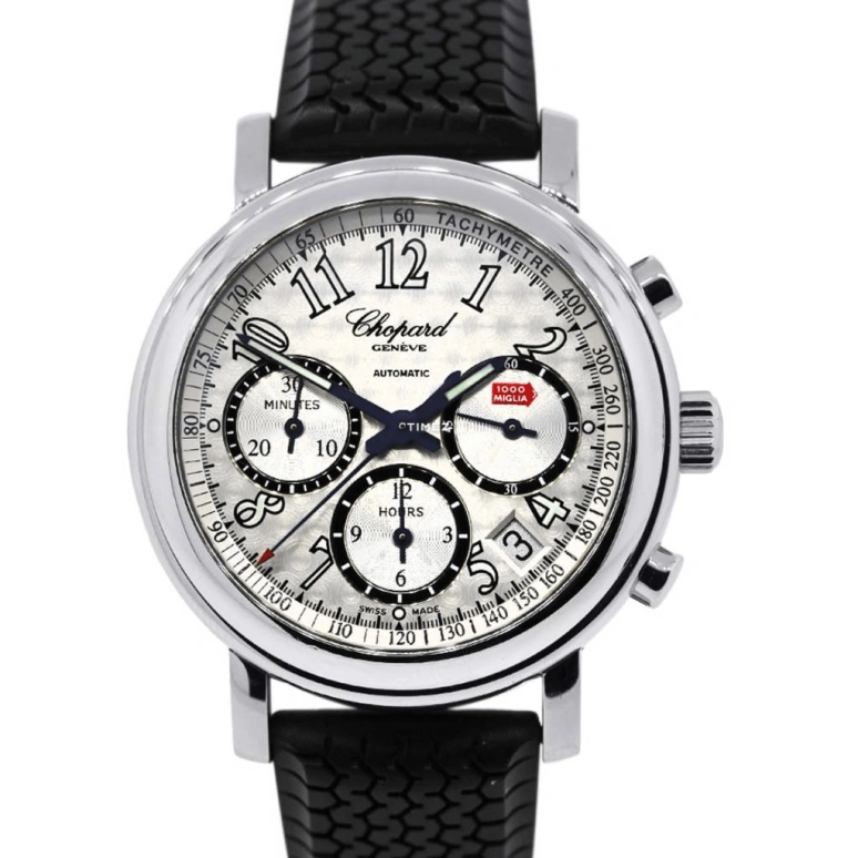 Chopard,Mille Miglia 39mm,39mm,Stainless Steel,Silver White,Automatic,Chronograph,Day,168331,168331-3002