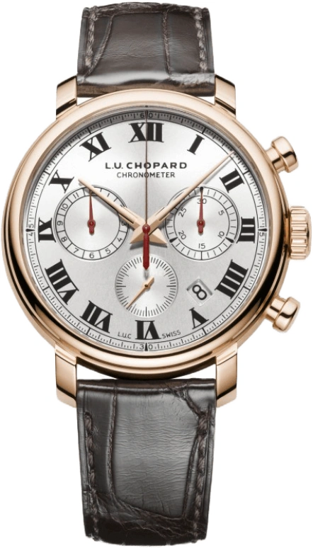 Chopard,L.U.C 42mm,42mm,Rose Gold,Silver,Handwound,Chronograph,Date,Flyback,Column Wheel,60hours,In-house Caliber,161964,161964-5001