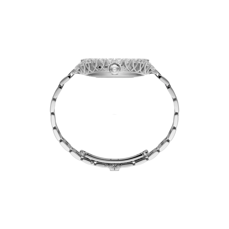 萧邦,L'HEURE DU DIAMANT 34.20x29.40毫米,34.20x29.40毫米,白金,银色,石英,蓝宝石,水晶玻璃,酒桶形,109422,109422-1101
