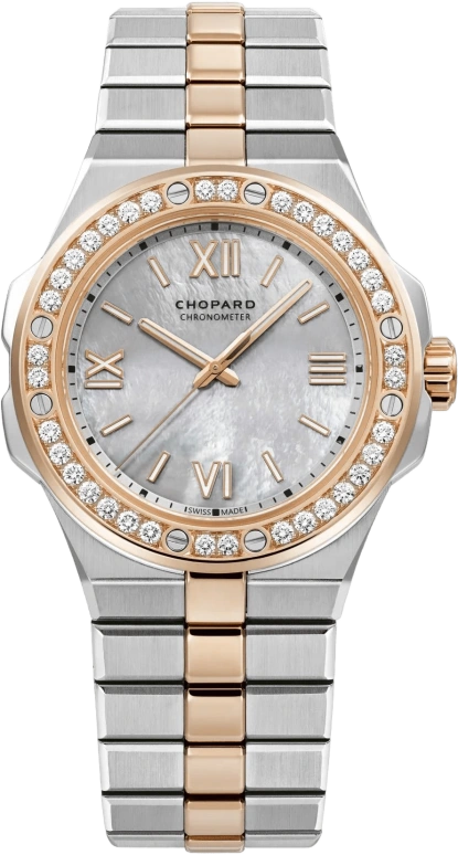 Chopard,Alpine Eagle 36mm,36mm,Rose Gold,Stainless Steel,White,Automatic,42hours,In-house Caliber,298601,298601-6002