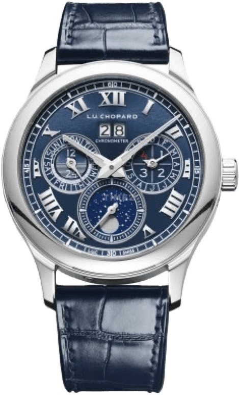 Chopard,L.U.C 43mm,43mm,Platinum,Blue,Automatic,Moonphase,Perpetual Calendar,Leap Year,Month,65hours,In-house Caliber,161927,161927-9001