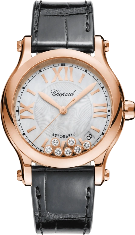 Chopard,Happy Sport 36mm,36mm,Rose Gold,White,Sapphire,Crystal Glass,274808,274808-5008