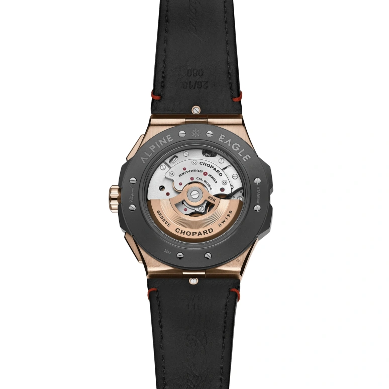 Chopard,Alpine Eagle 44mm,44mm,Titanium,Rose Gold,Black,Automatic,Chronograph,Date,Column Wheel,295387,295387-9001