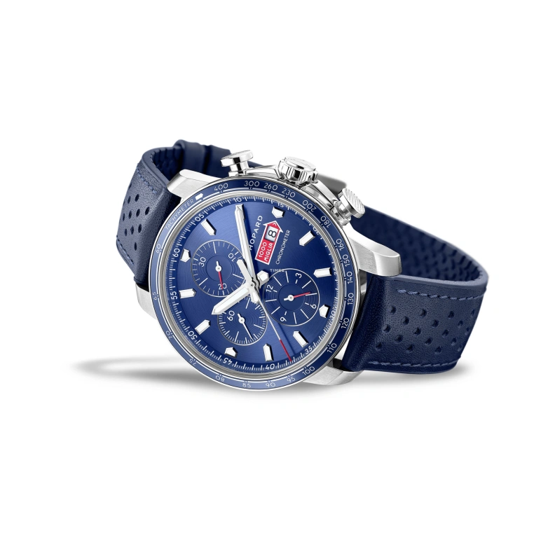 萧邦,Mille Miglia 44毫米,44毫米,精钢,夜光,白色,蓝色,红色,自动上弦,计时,日历,168571,168571-3007