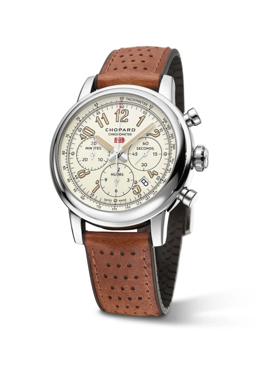 萧邦,Mille Miglia 42毫米,42毫米,精钢,白色,米色,自动上弦,计时,日历,168589,168589-3033