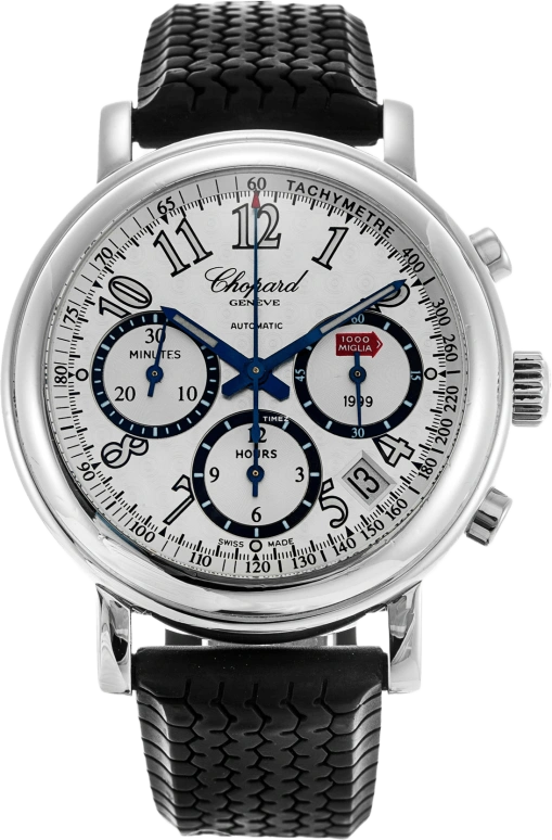 Chopard,Mille Miglia 39mm,39mm,Stainless Steel,Silver White,Automatic,Chronograph,Day,168331,168331-3002