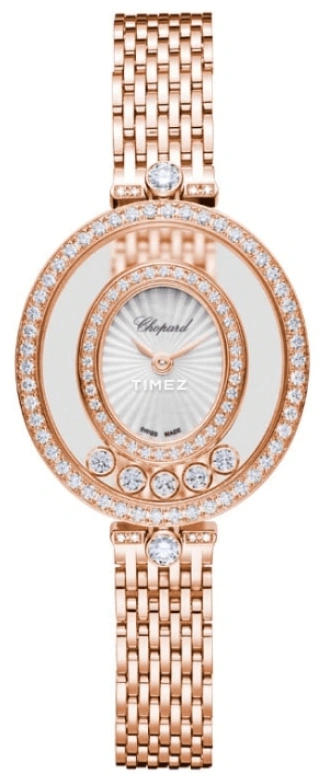 萧邦,Happy Diamonds 28.80x25.80毫米,28.80x25.80毫米,玫瑰金,银白色,石英,蓝宝石,水晶玻璃,椭圆形,209422,209422-5001