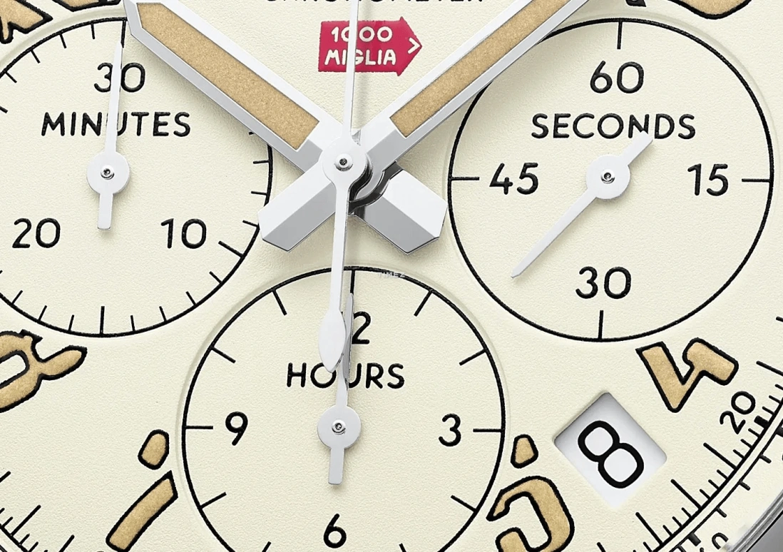 萧邦,Mille Miglia 42毫米,42毫米,精钢,白色,米色,自动上弦,计时,日历,168589,168589-3033